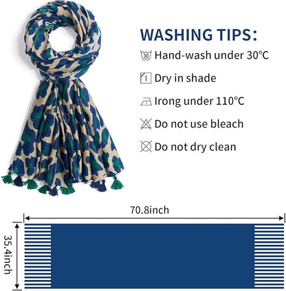 Scarf for Women Lightweight Soft Floral Leopard Printed Scarves Fall Winter Fashion Shawl Wrap with Fringe