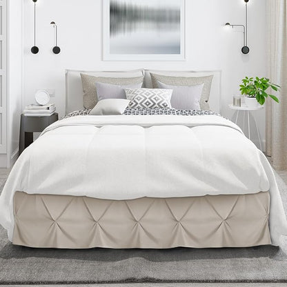 Nestl Linen Bed Skirt Full Size, Pinch Pleat Full Bed Skirt, 14" Inch Drop Full Bedskirt, Hotel Quality Linen Bed Skirts, Premium Microfiber Bedskirt for Full Bed, Linen Full Bed Skirt
