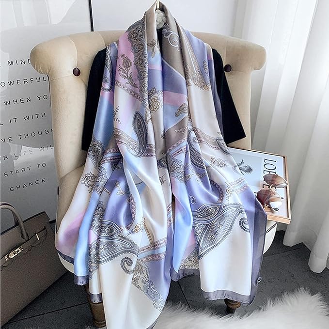Fashion Scarves Scarf 100% Silk Feeling Scarf Silk Like Scarves Long Lightweight Sunscreen Shawls for Women