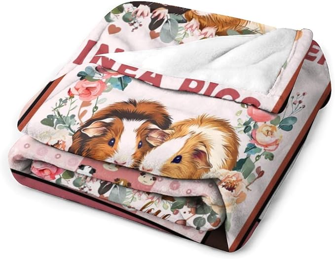 Guinea Pig Blanket Cute Pink Guinea Pigs Print Throw Blankets for Couch Sofa Bed Stuff Decor Lightweight Soft Cozy Fleece Plush Warm Flannel Bedding Gifts for Baby Girls Boys Kids Women Adults 50"x60"