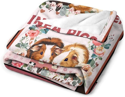 Guinea Pig Blanket Cute Pink Guinea Pigs Print Throw Blankets for Couch Sofa Bed Stuff Decor Lightweight Soft Cozy Fleece Plush Warm Flannel Bedding Gifts for Baby Girls Boys Kids Women Adults 50"x60"