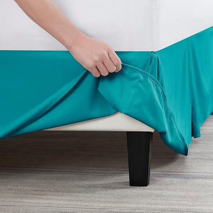 Nestl Teal Full XL Bed Skirt - Full XL Size Bed Skirt 14 Inch Drop - Brushed Microfiber Bed Skirts - Hotel Quality Pleated Bed Skirt - Shrinkage & Fade Resistant