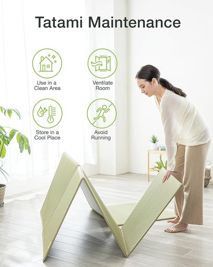 FULI Japanese Tatami Mattress, Igusa Mat (Japanese Rush Grass) Foldable, Made in Japan (Natural, Full)