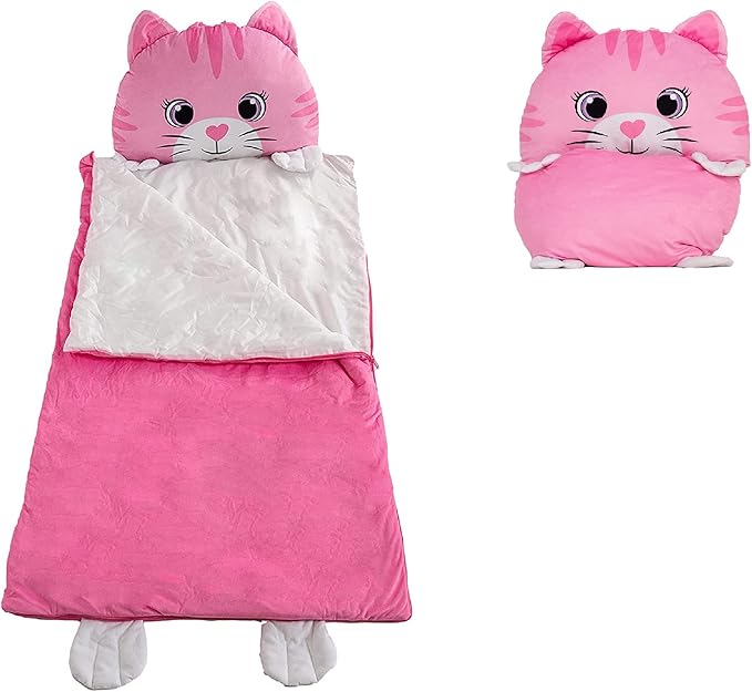 Kid's Nap Buddies Character Preschool Nap Mat, Toddler Sleeping Bag with Pillow for Daycare, Ages 3+