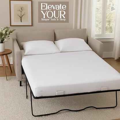 Sleeper Sofa 4 Piece Bed Sheet Set Premium Quality 100% Cotton 500 Thread Count, Smooth & Super Soft Sateen Weave, Extra Soft Bed Sheets, Wrinkle Free, 8 Inch Deep Pocket (Full, White)