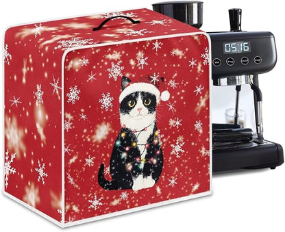 Coffee Maker Cover - Christmas Cat Dust Protector - Small Mixer Machine Covers - Washable Foldable