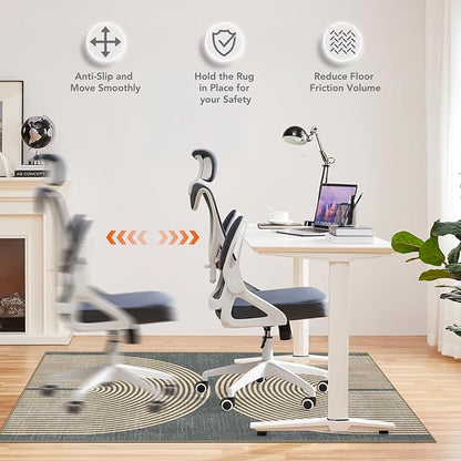 Office Chair Mat for Hardwood Floor&Tile Floor,36"X 48" Heavy Duty Desk Chair Mat for Hard Floors,Under Desk Rug for Rolling Computer Chair,Anti Slip,Low Pile Carpet Floor-Geo Grey