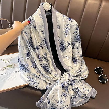 Fashion Scarves Scarf 100% Silk Feeling Scarf Silk Like Scarves Long Lightweight Sunscreen Shawls for Women