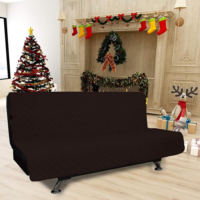 Easy-Going Sofa Slipcover Futon Cover Waterproof Couch Cover Furniture Protector Cover Pets Covers Whole Fabric No Stitching Non-Slip Fabric Pets Kids Children Dog Cat (Futon, Chocolate)