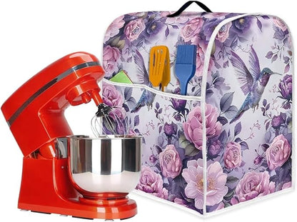 Hummingbird Stand Mixer Cover 6-8 Quart Floral Print Kitchen Appliance Covers Dust Protection Universal for Pressure Cooker Air Fryer Washable Kitchen Decoration Gift for Housewarming