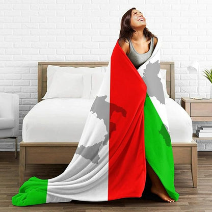 HGOD DESIGNS Italian Flag Flannel Fleece Bed Blanket Throw Blanket Lightweight Cozy Plush Blanket for Bedroom Living Rooms Sofa Couch 50"x60"
