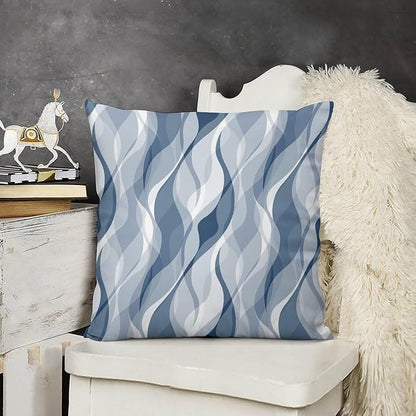 Light Blue Throw Pillow Covers Modern Abstract Blue and Grey Striped Decorations for Bedroom Living Room Farmhouse Sofa Pillows Bed Couch 18x18 Inch