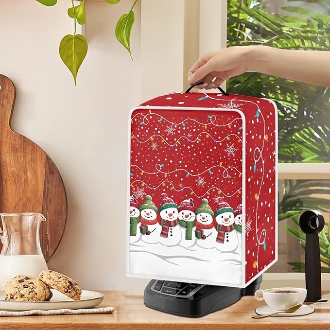 Christmas Snowflake Coffee Maker Cover Dust Protection with Top Handle Washable Portable Replacement