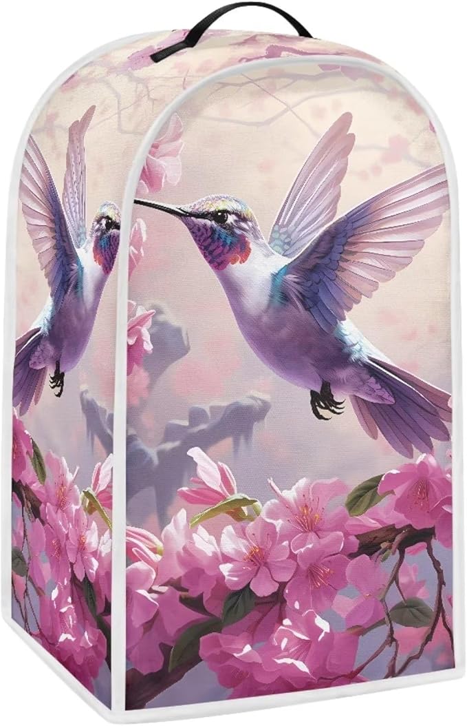Talayituse Hummingbird Cherry Blossom Blender Dust Cover with Handle, Stand Mixer or Coffee Maker Appliance Cover Anti Fingerprint Dust Proof Stain Resistant Blender Cover for Home Kitchen