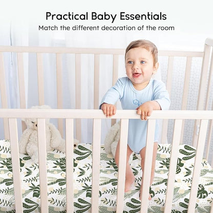 Yoofoss Baby Crib Sheets for Boys Girls, Fitted Crib Sheet 2 Pack for Standard Crib and Toddler Mattress, Super Soft Microfiber Baby Sheet 28x52x8in Green + Banana Leaves