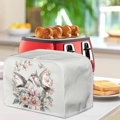 ZFRXIGN Flower Hummingbird Toaster Cover 4 Slice Toaster Dust Cover Small Appliance Covers Toaster Oven Cover Spring Floral Birds Dust Cover Kitchen Decorative Protector Beige