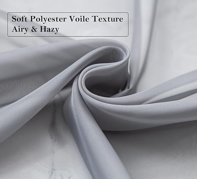 PI Grey Sheer Tier Curtains 36 Inches Length with Ring Top,Small Polyester Café Curtains for Kitchen/Bathroom/Farmhouse/Basement 2 Panels(Dark Grey,W42XL36)