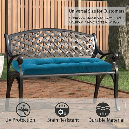 FUNHOME Outdoor Bench Cushion 45 x18 inch with Non-Slip Grips,Water Resistant Porch Swing Cushion,Bench Pillow Pads,Tufted Cushions for Patio Garden Furniture,45" Seat Cushions(Light Blue)