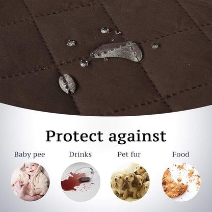 H.VERSAILTEX Reversible Futon Cover Water Repellent Armless Sofa Slipcover Washable Furniture Protector with Adjustable Elastic Strap Anti-Slip Futon Bed Cover for Dogs 70" Width Seat (Brown/Beige)