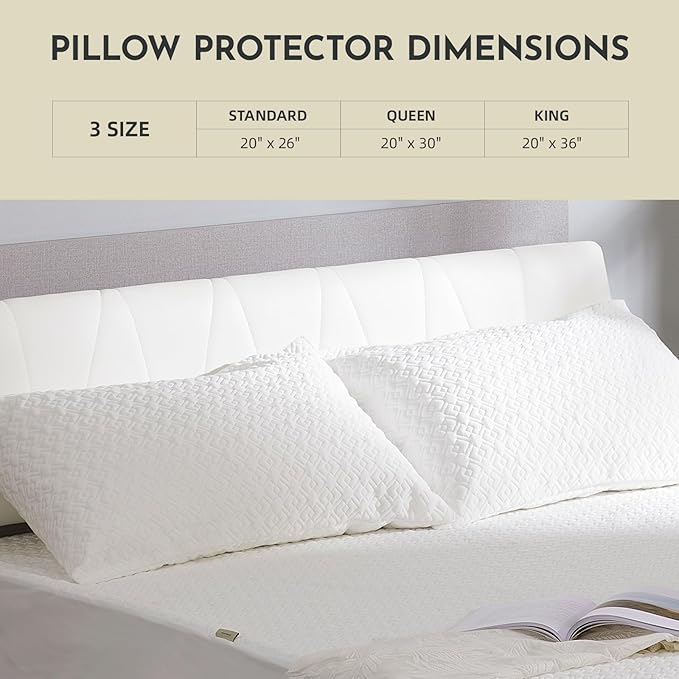 CoolShields Pillow Protector (4 Pack) Standard – Waterproof Zippered Pillow Covers, Hypoallergenic, Premium Pillowcase Encasement for Better Sleep