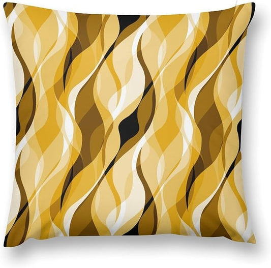 Yellow Throw Pillow Covers Abstract Ombre Yellow and Grey Striped Decorations for Bedroom Living Room Farmhouse Sofa Pillows Bed Couch 16x16 Inch