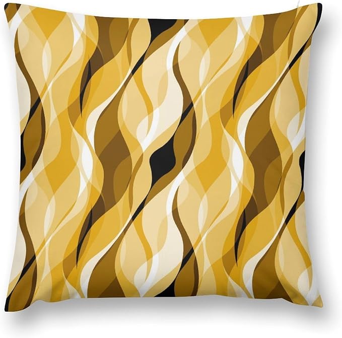 Yellow Throw Pillow Covers Abstract Ombre Yellow and Grey Striped Decorations for Bedroom Living Room Farmhouse Sofa Pillows Bed Couch 22x22 Inch