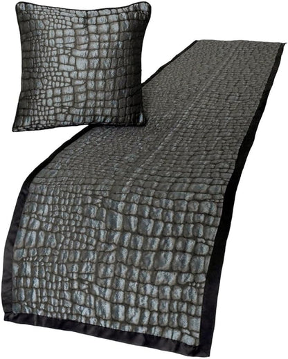The HomeCentric King/Queen/Twin Blue & Grey Designer CA King 86"x18" Bed Runner Without Pillow Cover, Animal Mystery Bed Scarf on Silk Fabric - Animal Mystery