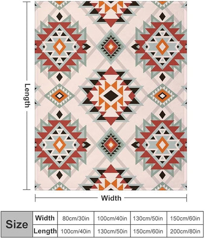 Southwest Style Blanket, Boho Geometric Print Throw Blanket Tribal Aztec Blanket for Couch Bed Sofa Cover Throw Home DéCor 40"x50"