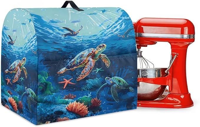Sea Turtle Mixer Cover 4.5-5 Qt Stand Mixer Kitchen Aid Covers Counter Food Processor Covers Dust Protection Stand Coffee Maker Home Kitchen Appliance Decor