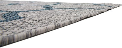 Unique Loom Outdoor Trellis Collection Area Rug (7' 1" x 10' Rectangle, Gray/ Ivory)
