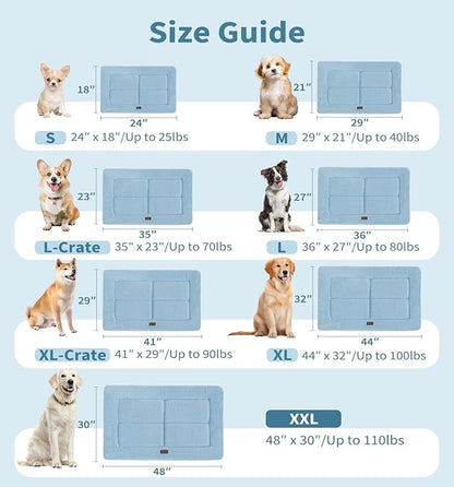 MADE 4 PETS Dog Crate Pad Bed for Large Dogs, Washable & Reversible, Anti-Slip Kennel Mat for Cozy Sleeping, Soft Fluffy Dog Bed for Indoor & Outdoor Use, 41"x29", Blue
