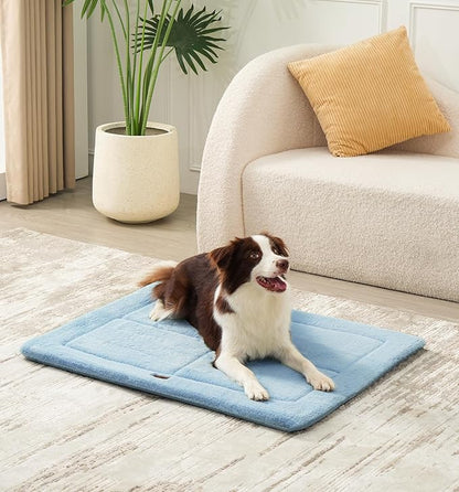 MADE 4 PETS Dog Crate Pad Bed for Small Dogs, Washable & Reversible, Anti-Slip Kennel Mat for Cozy Sleeping, Soft Fluffy Dog Bed for Indoor & Outdoor Use, 24"x18", Blue
