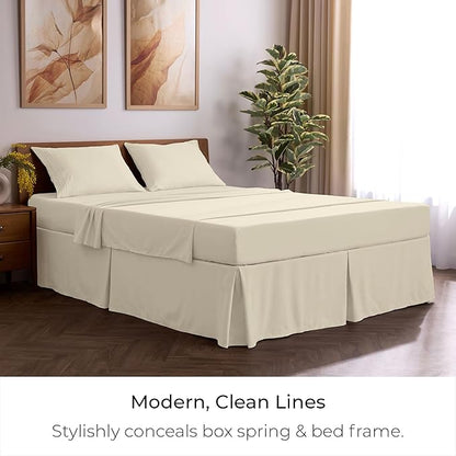 Mellanni Bed Skirt Twin Size - Bed Skirting - 15-Inch Tailored Drop Pleated Dust Ruffle - Hotel Luxury Bedding - Wrinkle, Fade, Stain Resistant - 1 Bedskirt (Twin, Golden Ivory)