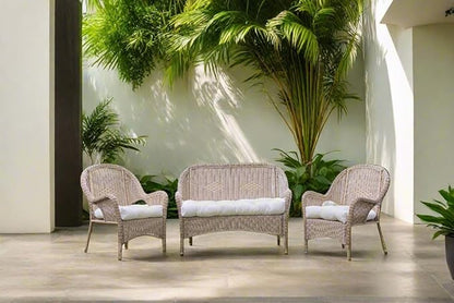 RSH DECOR: Tufted U-Shape Wicker Seat Cushions Set of 2 | 19” x 19” | All-Weather Spun Fabric | Water-Resistant | Outdoor Chair Cushions for Patio Furniture | Navy & White Stripe