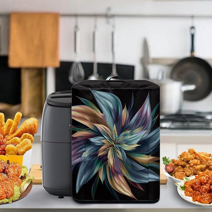 Air Fryer Cover Dust Cover Dust Protection Insulated Kitchen Appliance Cover with Top Handle and Accessories Pockets Gift for Women, Flower Brown Blue