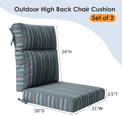 Sunbrella Outdoor High Back Chair Cushion Seat Pads, 44 x 21 Inch Water-Repellent & Fade-Resistant Patio Furniture Cushions with Ties for Adirondack, Rocking Chairs, Troupe Dock