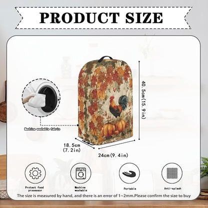 Autumn Rooster Pumpkin Blender Dust Cover Food Processor Cover Coffee Machine Appliance Covers for Kitchen Counter Blender Covers for Kitchen Machine