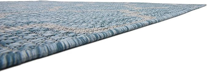 Unique Loom Outdoor Trellis Collection Area Rug (5' 1" x 8' Rectangle, Aquamarine/ Gray)