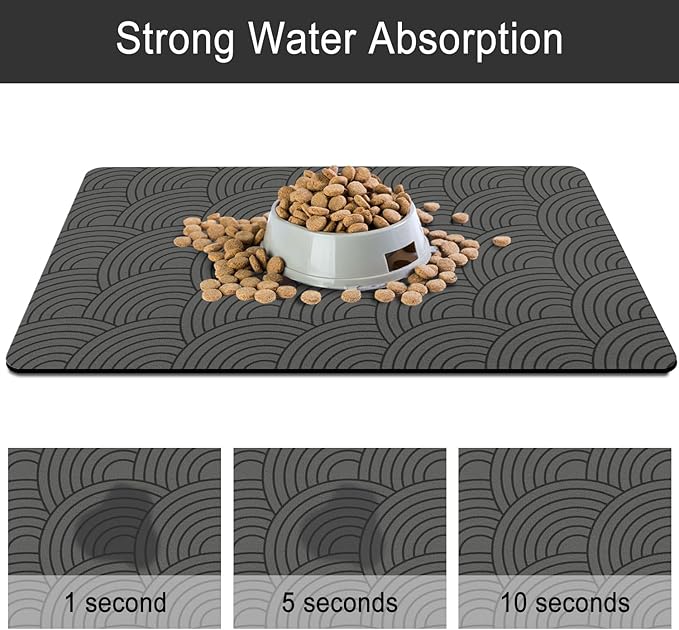 Dog Food Mat for Floors, Absorbent and Quick-Drying Pet Cat Food Mat,Anti-Fouling and Easy-to-Clean Pet Feeding Mat,Dog Bowl Mats for Messy Drinking Water Bowls.17 x32inch Boho Style