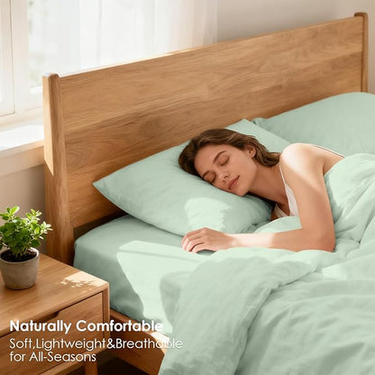 Silky Soft Queen Size Sheet Set - Luxury 4 Piece Breathable Cooling Sheets for Queen Size Bed, 16" Deep Pocket Easy Care Wrinkle Free Bedding Sheet and Pillowcase Set, Sage Green