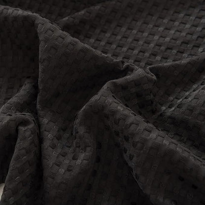 Queen Bed Skirt, Pleated Waffle Weave Bed Skirt with Split Corners, Tailored Dust Ruffle 16 Inch Drop Easy Fit, Machine Washable (Black, Queen- 16" Drop)