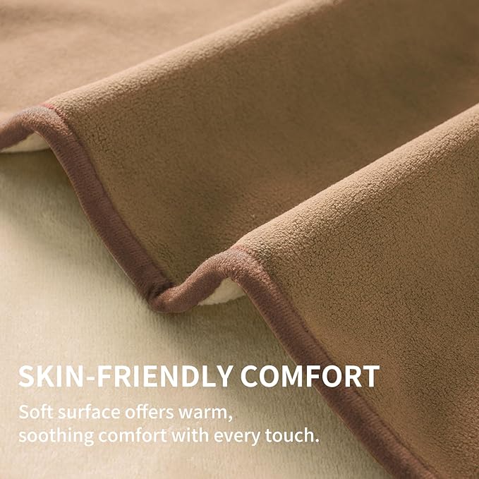 QiyI Waterproof Blanket for Bed Queen Size, Reversible Washable Pet-Friendly Flannel Throw Blanket, Leakproof Stain-Resistant Furniture Protector for Travel & Camping, 60"x80", Brown/Tan