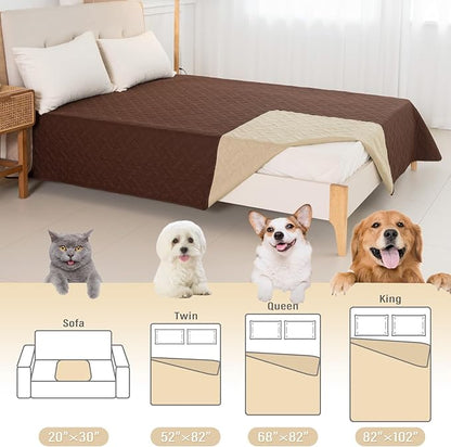BOCTOPUG Dog Bed Cover for Pets - Blankets Rug Pads for Couch Protection Waterproof Bed Covers Dog Blanket Furniture Protector Reusable Changing Pad (Brown+Beige, 20"x30")
