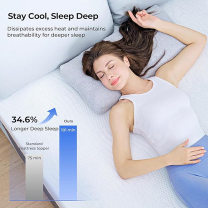 Cooling Mattress Topper Twin Size 3 Inch, Cooling Gel & Bamboo Charcoal Memory Foam Mattress Topper for Back Pain Relief, Firm Dual-Layer Foam Bed Pad with Removable Cover College Dorm