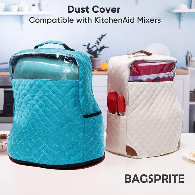 Stand Mixer Cover with Appliance Sliders Compatible with KitchenAd Mixer 6/7/8 Quart with Pockets for Kitchen Ad Accessories and Attachments
