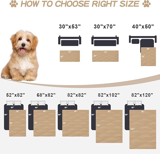 Smiry Waterproof Dog Bed Cover Blanket 52x82, Soft Reversible Pet Blanket, Washable Leakproof Cats Dogs Couch Cover for Sofa, Couch, Furniture, Lattice, Camel/Beige