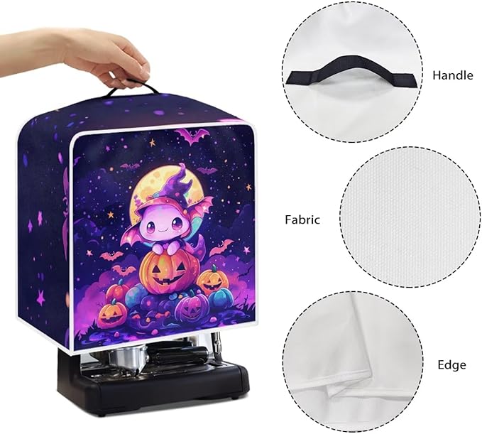 Coffee Maker Covers for Kitchen Counter Halloween Axolotl Coffee Machine Dust Protector with Handle