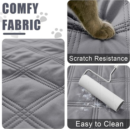 Smiry Waterproof Dog Bed Cover Blanket 30x53, Soft Reversible Pet Blanket, Washable Leakproof Cats Dogs Couch Cover for Sofa, Couch, Furniture, Lattice, Grey/Light Grey