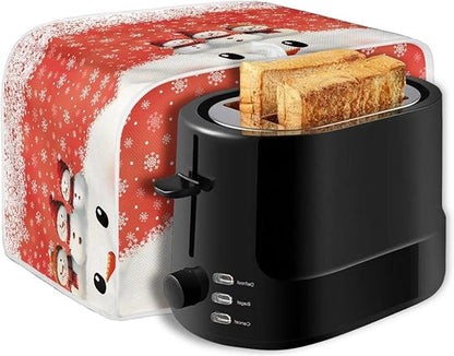 Christmas Snowman Printed Toaster Cover for Anti-Dust & Fingerprint, Snowflake Print Covers, Kitchen Microwave Decor Accessories