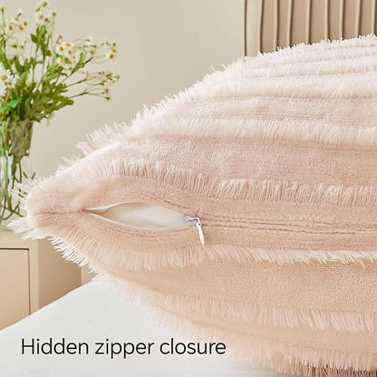 BEDELITE Velvet Pillow Covers 26x26 with Zipper, 2 Pack Super Soft Square Pillow Covers for Bedroom, Sofa, Luxury Cozy Fleece Pillowcases for All Seasons(26x26 Inches, Coral-Boho)